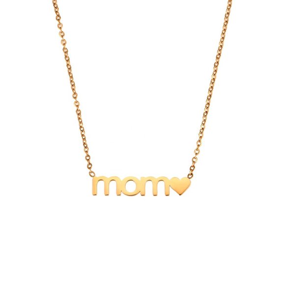 Mom Heart Pendant Necklace Love 18K Gold Plated Stainless Steel - Picture 7 of 8